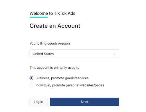 TikTok crea un account