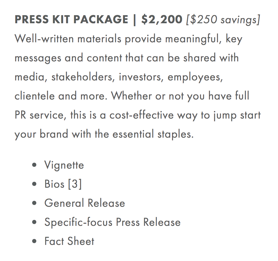 Press kit PR package