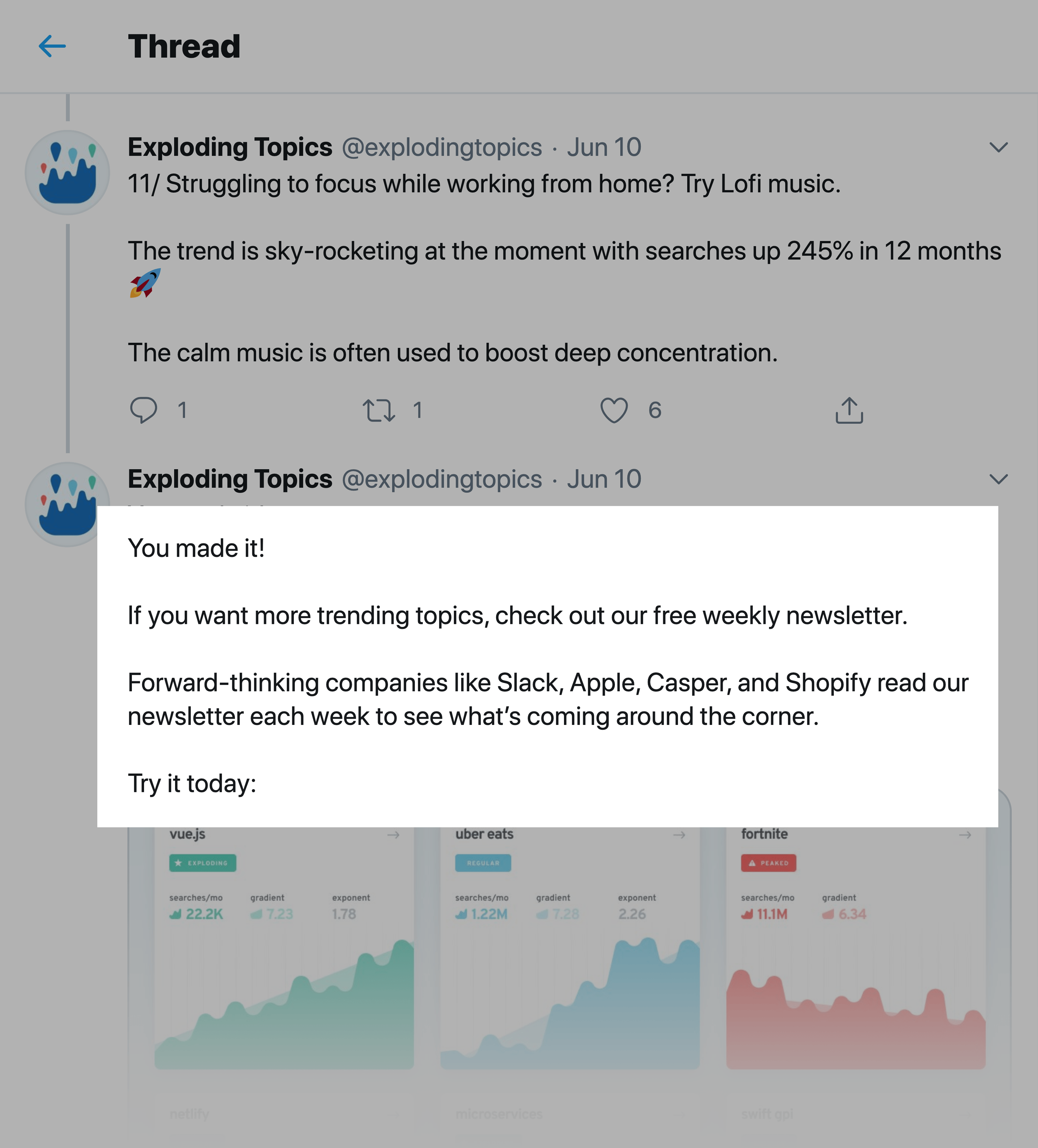 Lanzamiento del boletín de Twitter después del hilo Twitter Newsletter Pitch After Thread