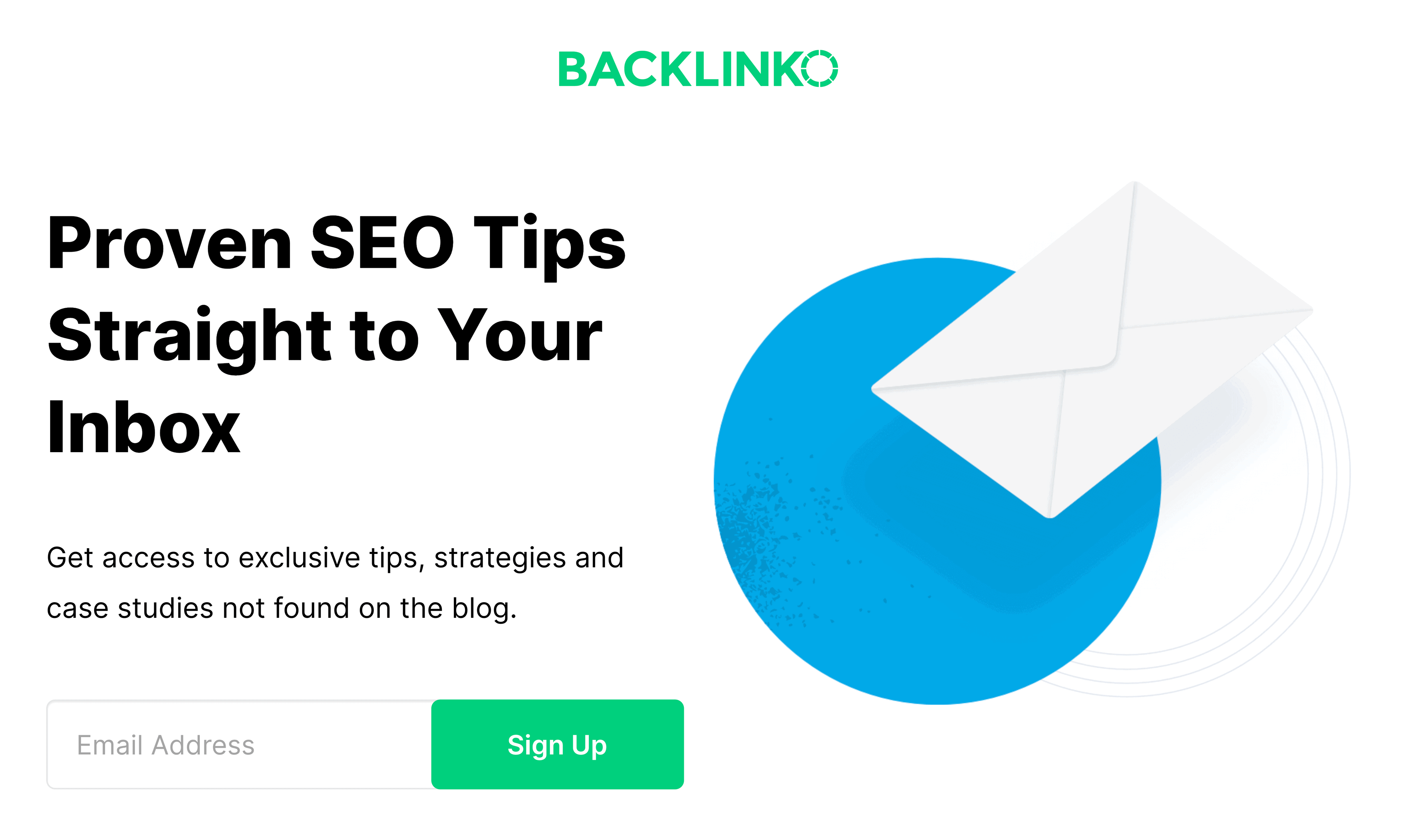 Backlinko - Página de suscripción al boletín Backlinko – Newsletter Sign Up Page