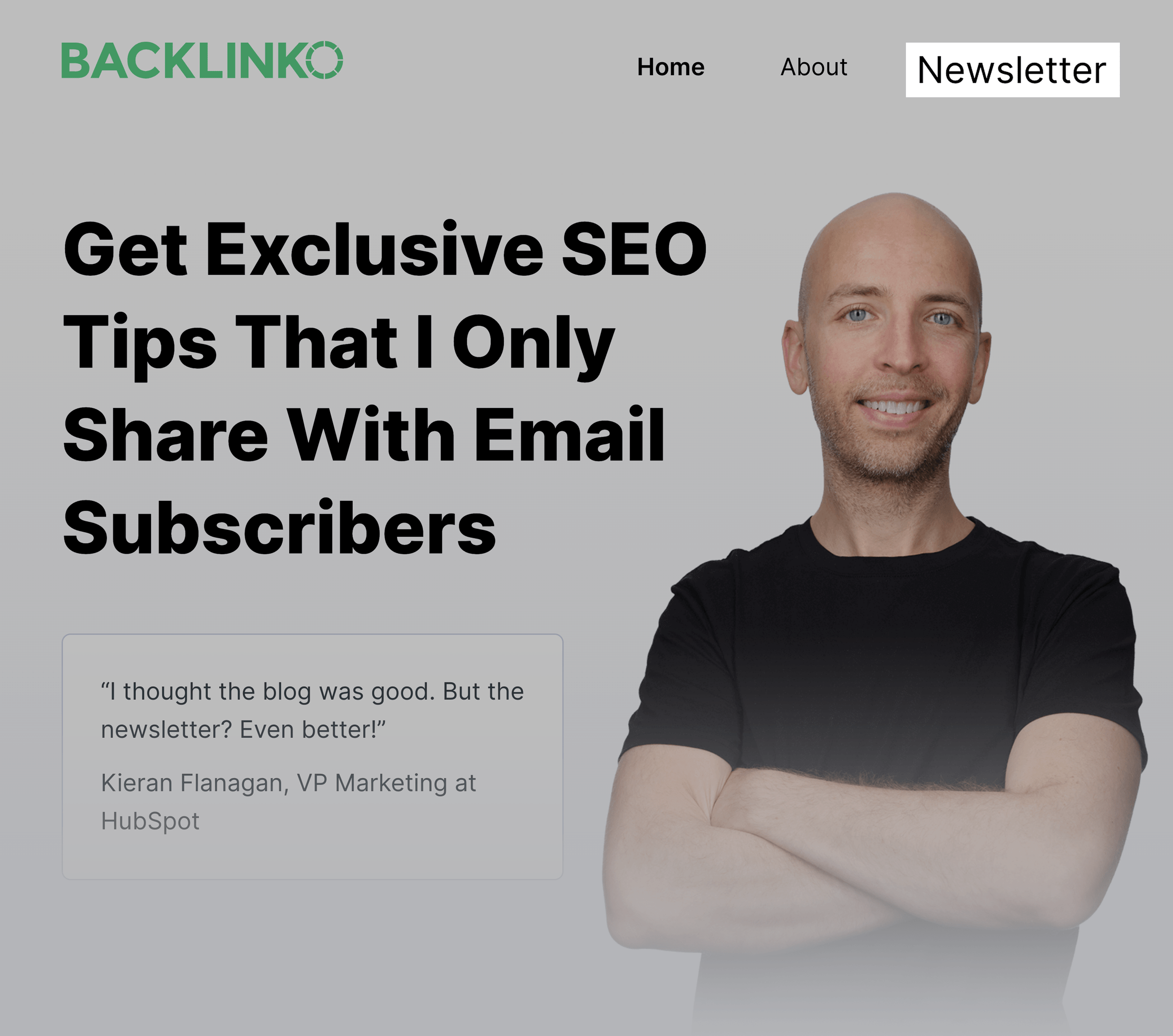 Backlinko - Navegación en el sitio de la página del boletín Backlinko – Newsletter Page On-Site Navigation