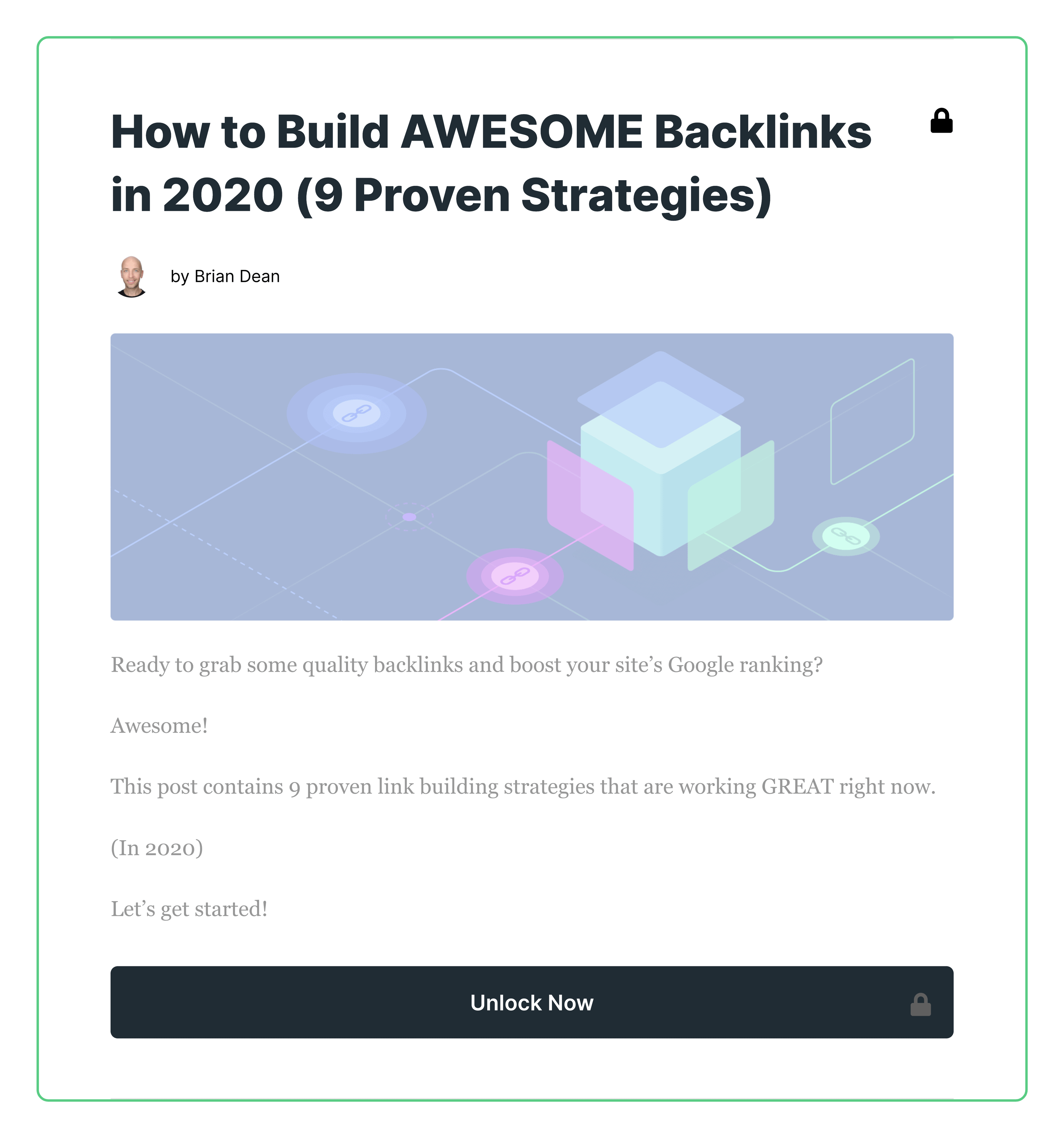 Backlinko - Publicación bloqueada en el feed del blog Backlinko – Blog Feed Locked Post