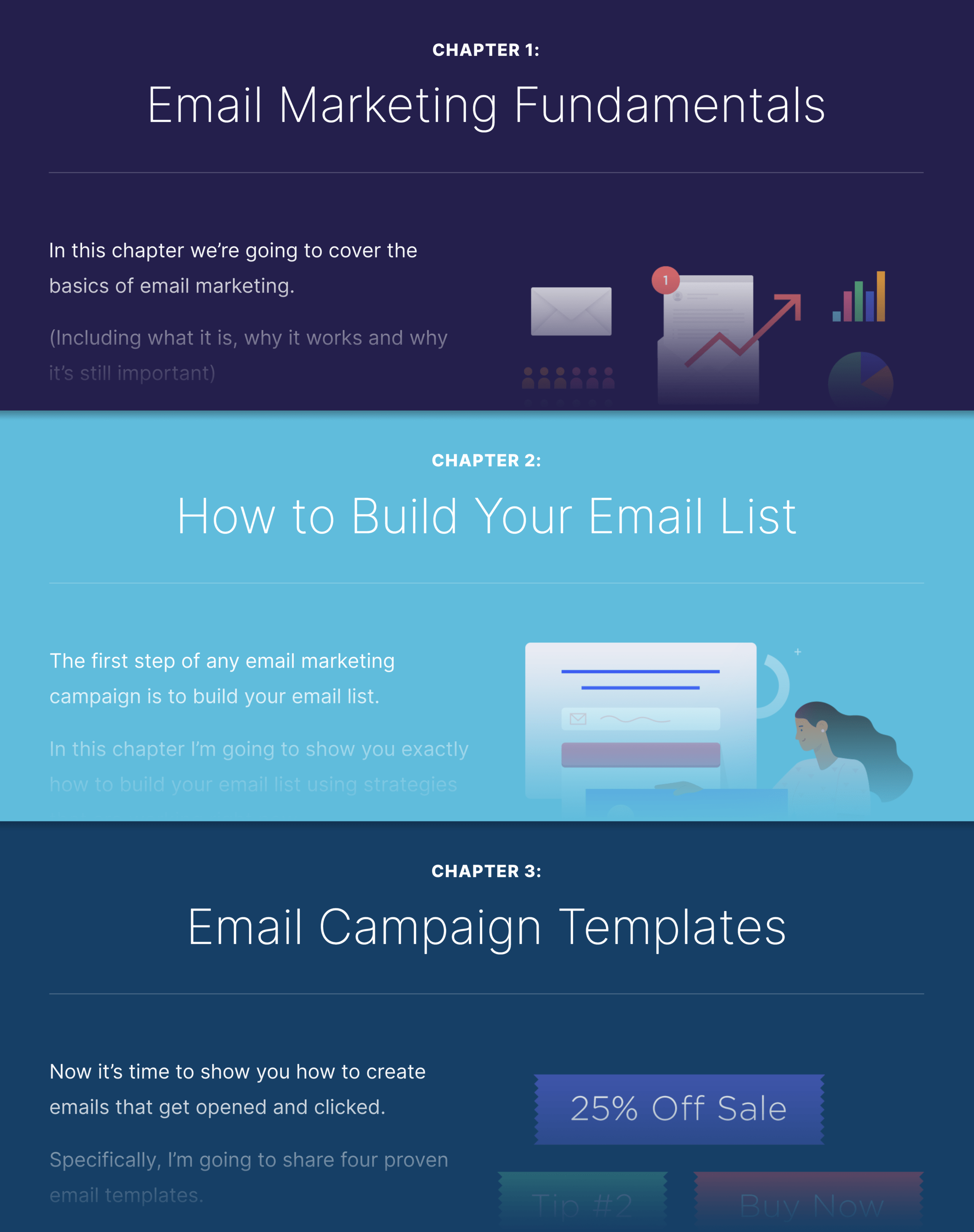 Ghid de marketing prin e-mail Capitolul Introducere colaj Email Marketing Guide Chapter Intro Collage