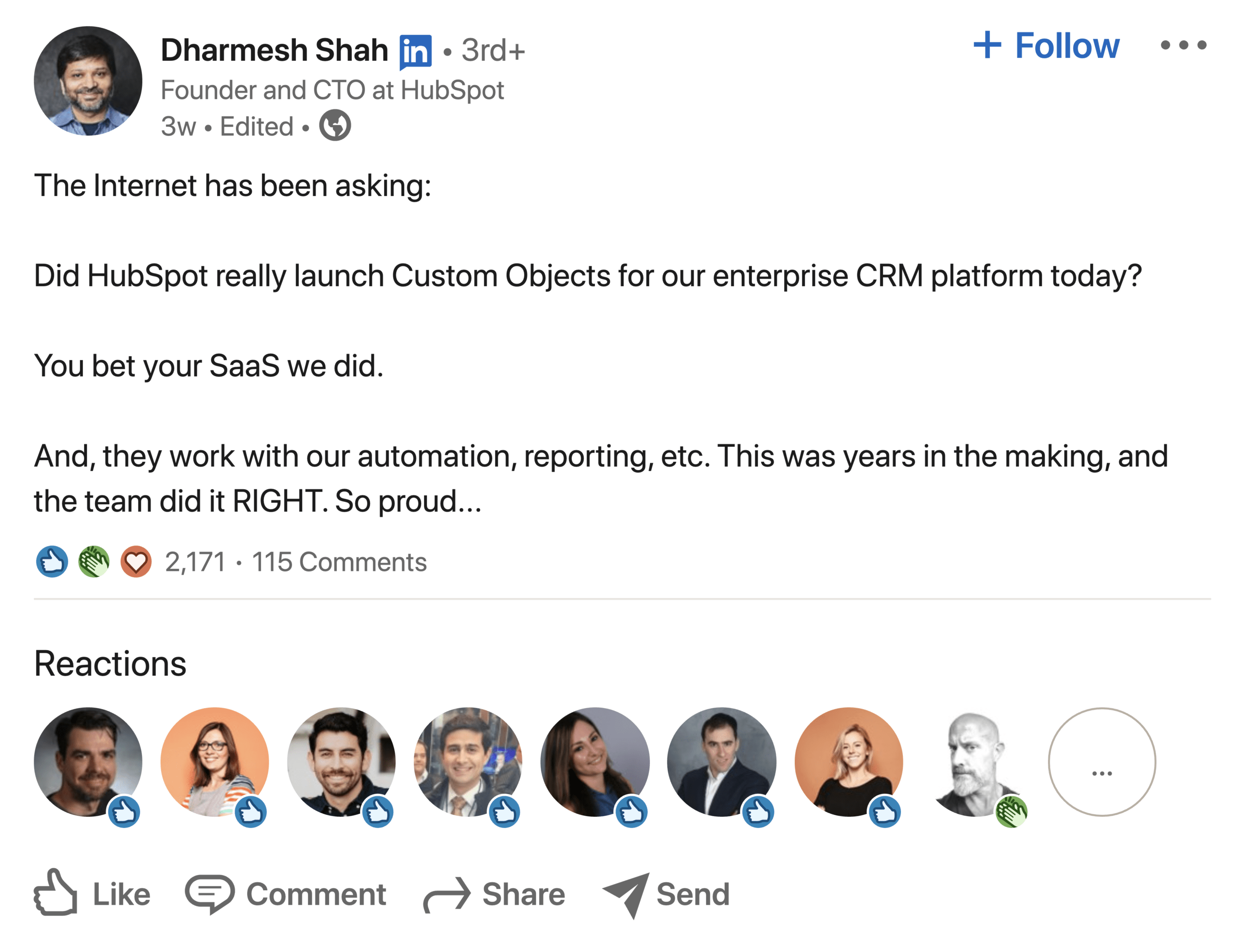 Dharmesh Shah - Actualizare Linkedin Hubspot Dharmesh Shah – Linkedin Hubspot Update
