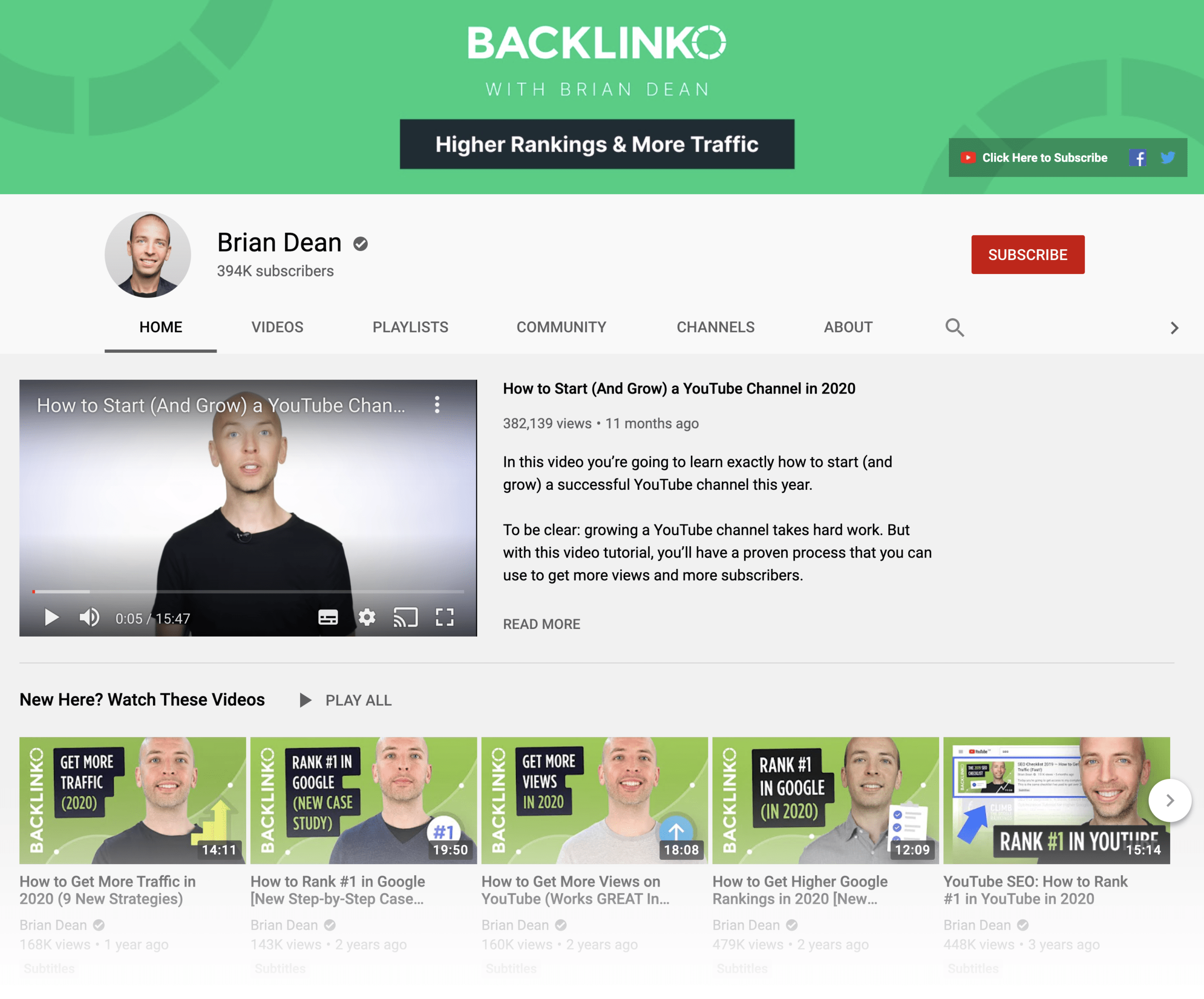 Canalul Backlinko YouTube Backlinko YouTube Channel