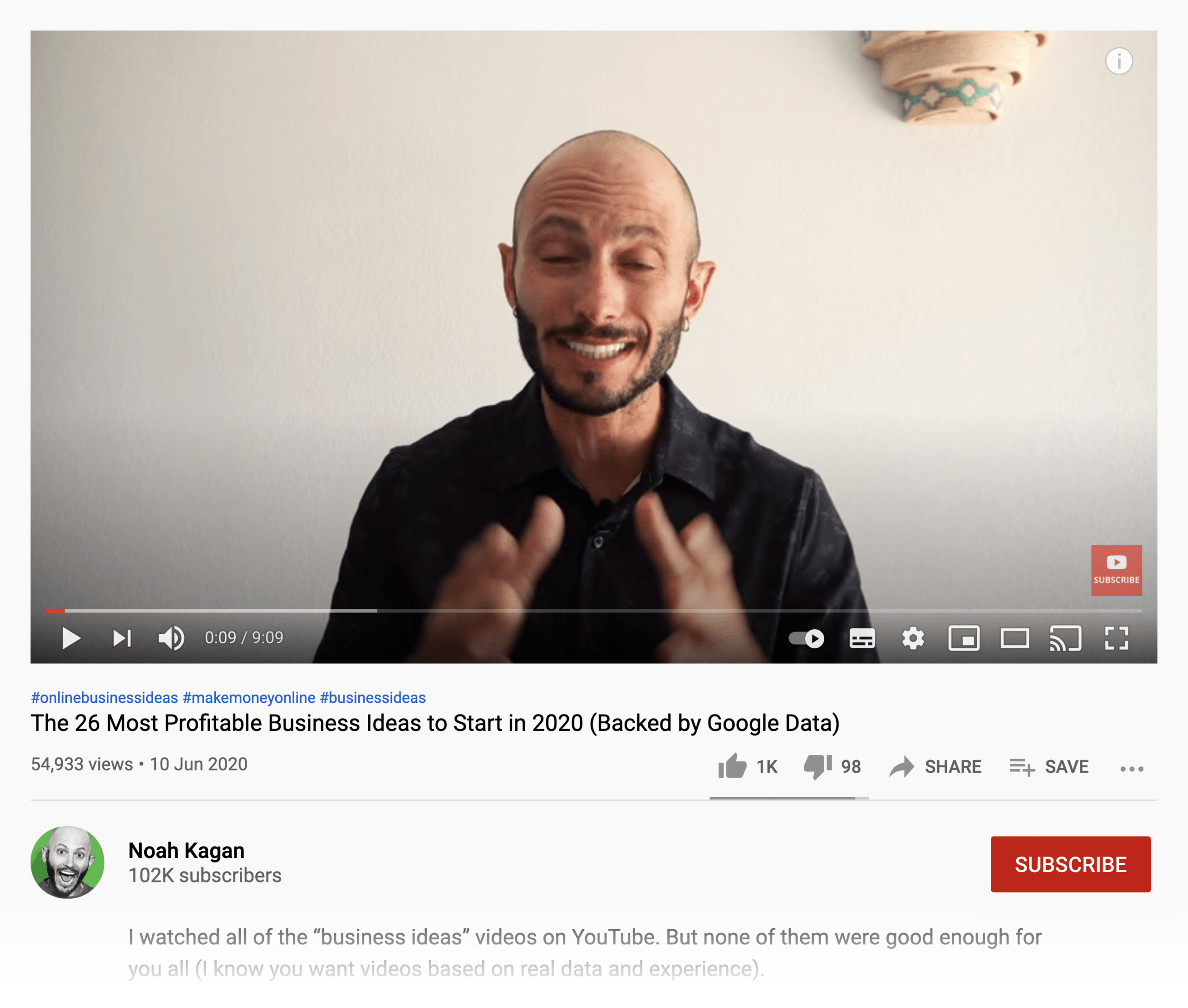 Noah Kagan YouTube Video Despre lista subiectelor explodante Noah Kagan YouTube Video About Exploding Topics List