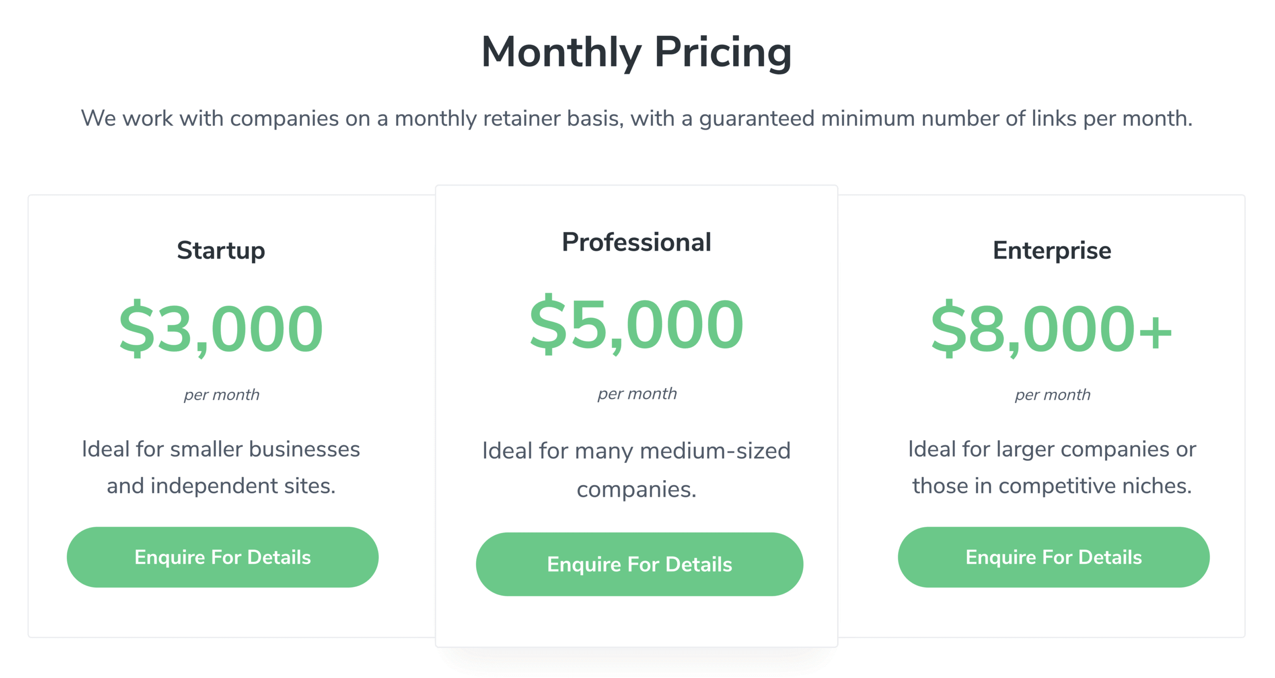 Linkbuilder Monthly Pricing