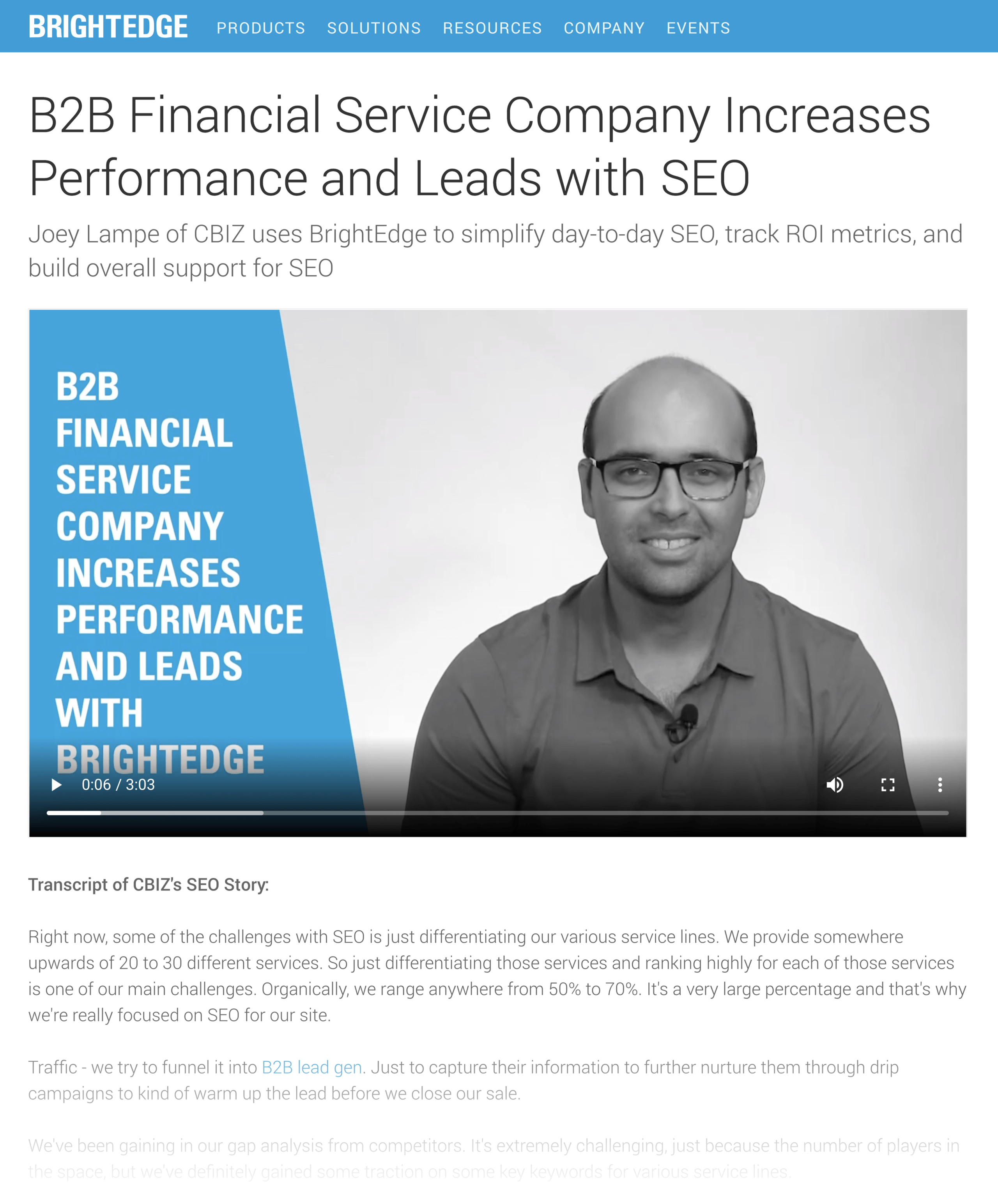 Brightedge – กรณีศึกษาของลูกค้า Brightedge – Client Case Study