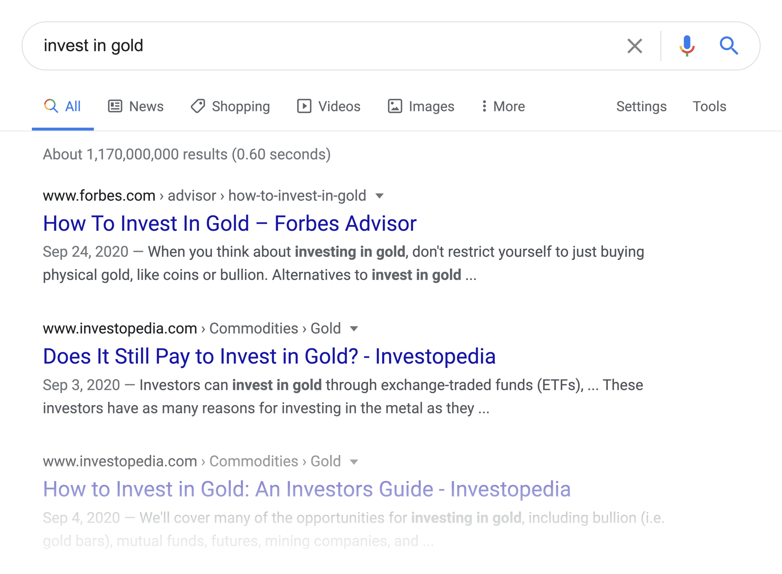 ลงทุนใน SERP ทองคำ Invest In Gold SERPs