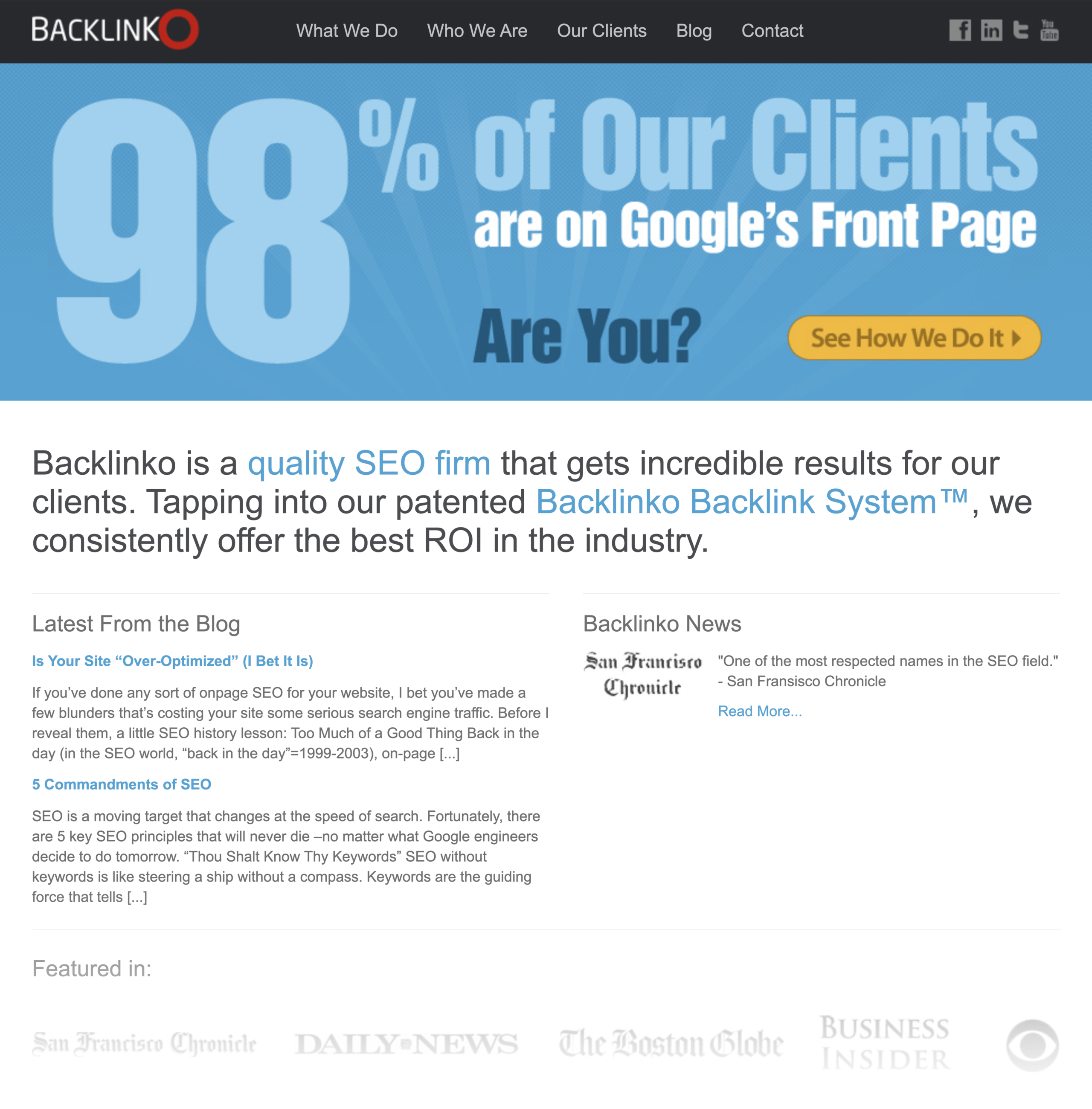 Backlinko – เว็บไซต์ 2012 Backlinko – 2012 Website