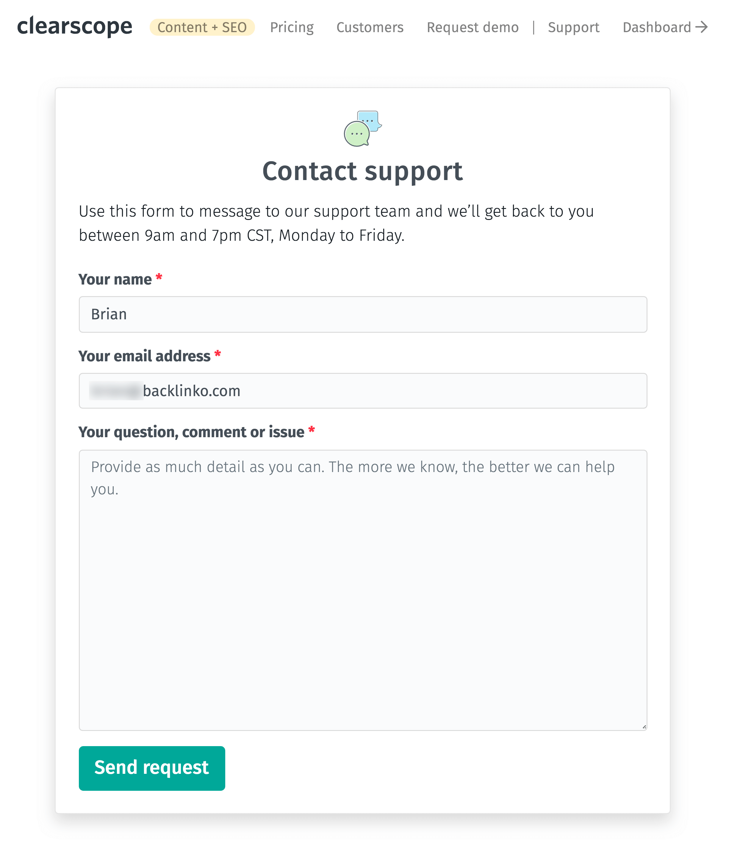 Clearscope - الدعم Clearscope – Support
