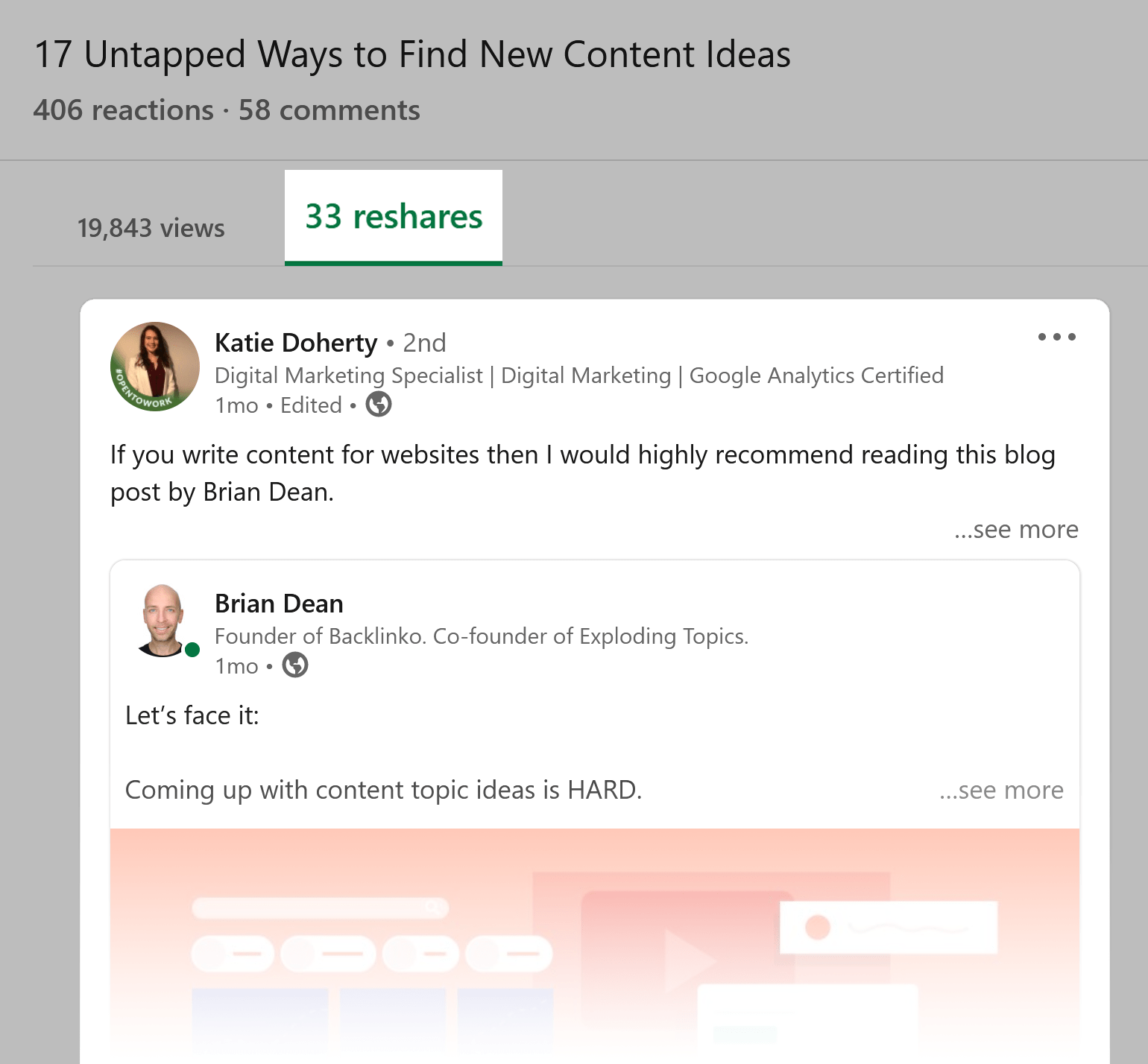 Публикация идей контента Брайана Linkedin Brian Linkedin Content Ideas Post Shares