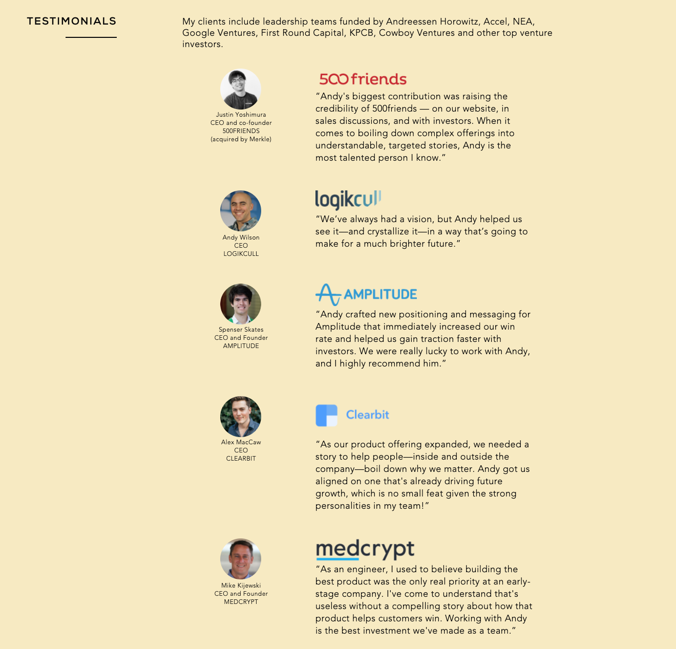 Testimonios en un sitio web.
