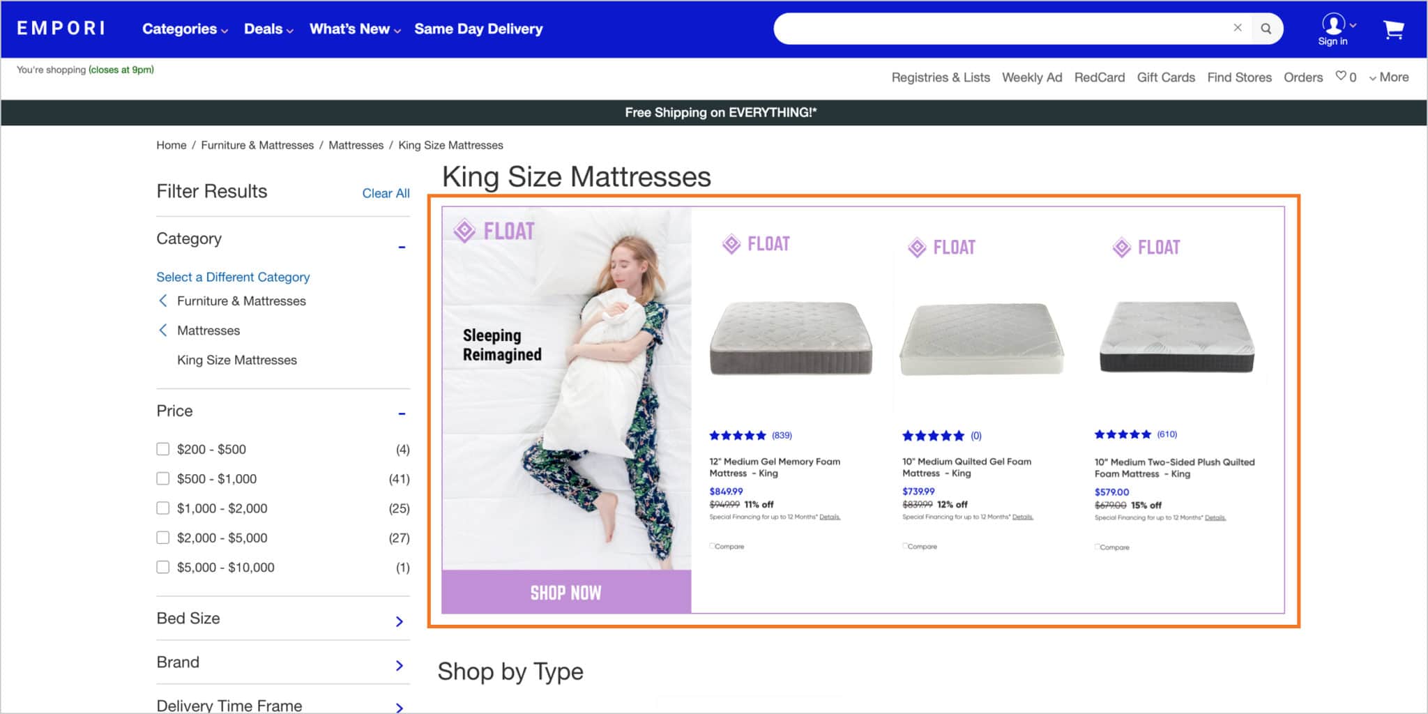 一个床垫品牌的零售媒体考虑广告。