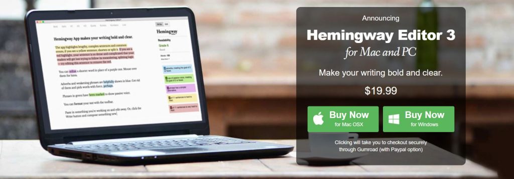 Tarification de l'application Hemingway