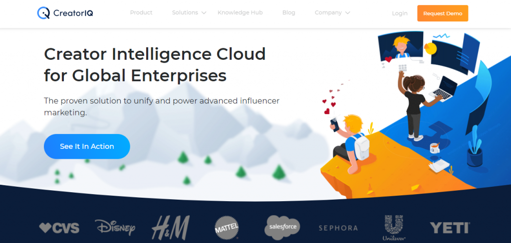 Creator IQ Influencer Marketing Research Tool 主页的屏幕截图