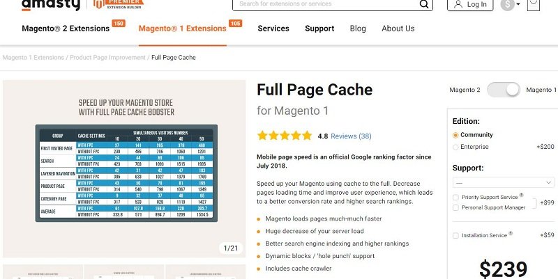 Ganzer Seiten-Cache von Amasty Review