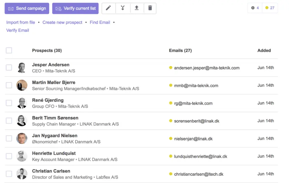 Snov- Cold E-Mail-Tool- Dashboard