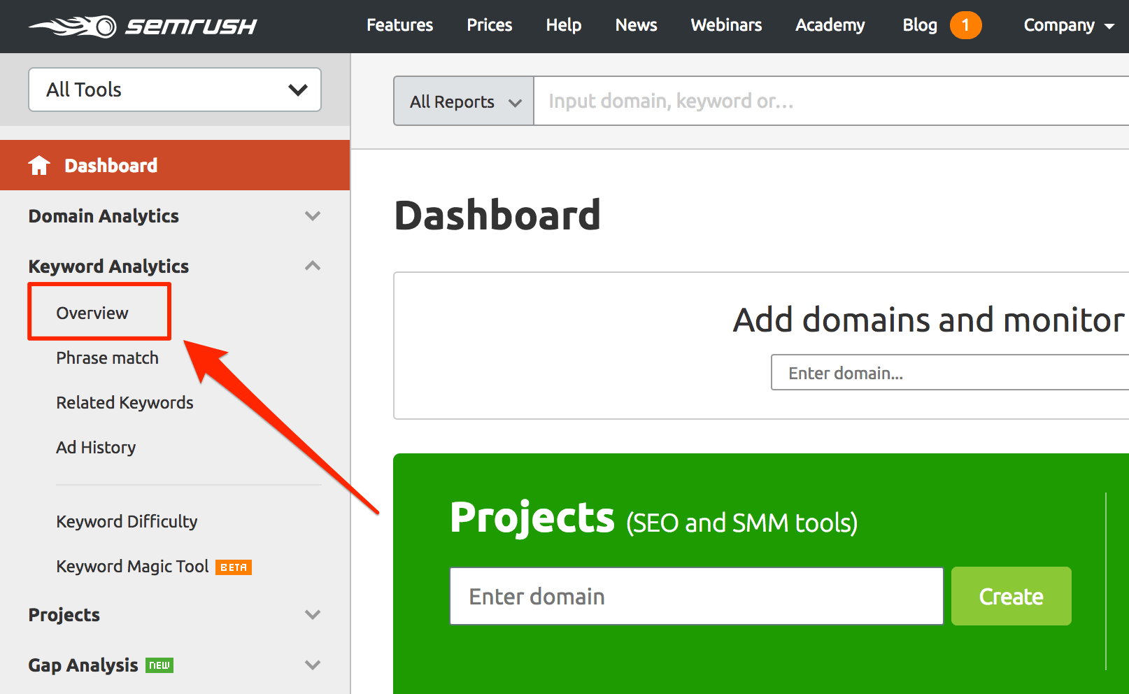 SEMrush關鍵字分析 SEMrush Keyword Analytics