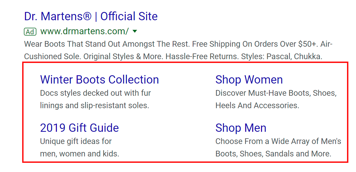 фрагменты дополнительных ссылок для doc martens