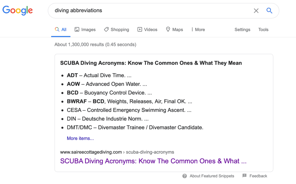 Căutarea abrevierilor pe Google