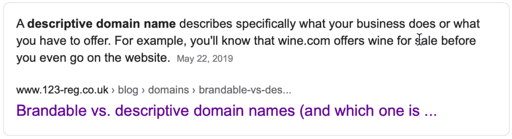 Definizione descrittiva dei nomi di dominio