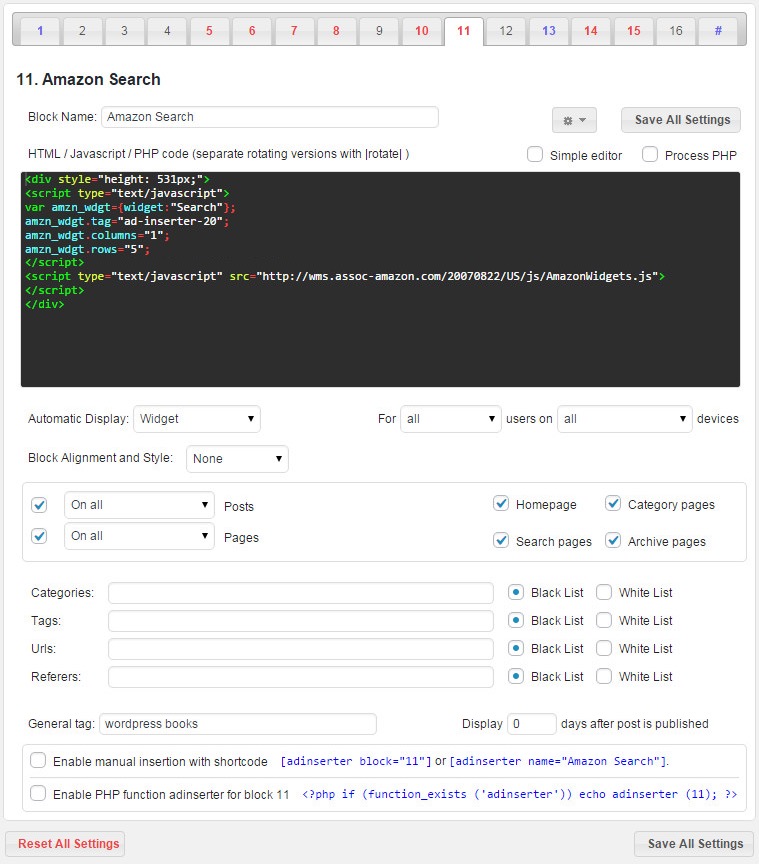 Insertion d'annonces WordPress