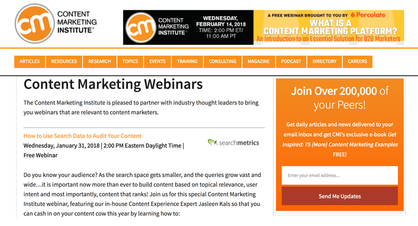 Content Marketing Institute Webinars