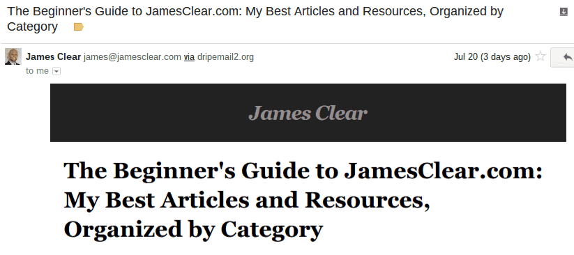 James Clear Newsletter prin e-mail