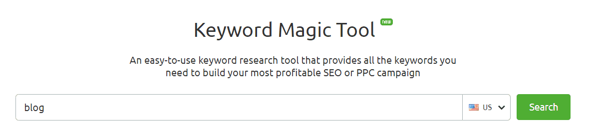 Keyword Magic Tool - badanie słów kluczowych