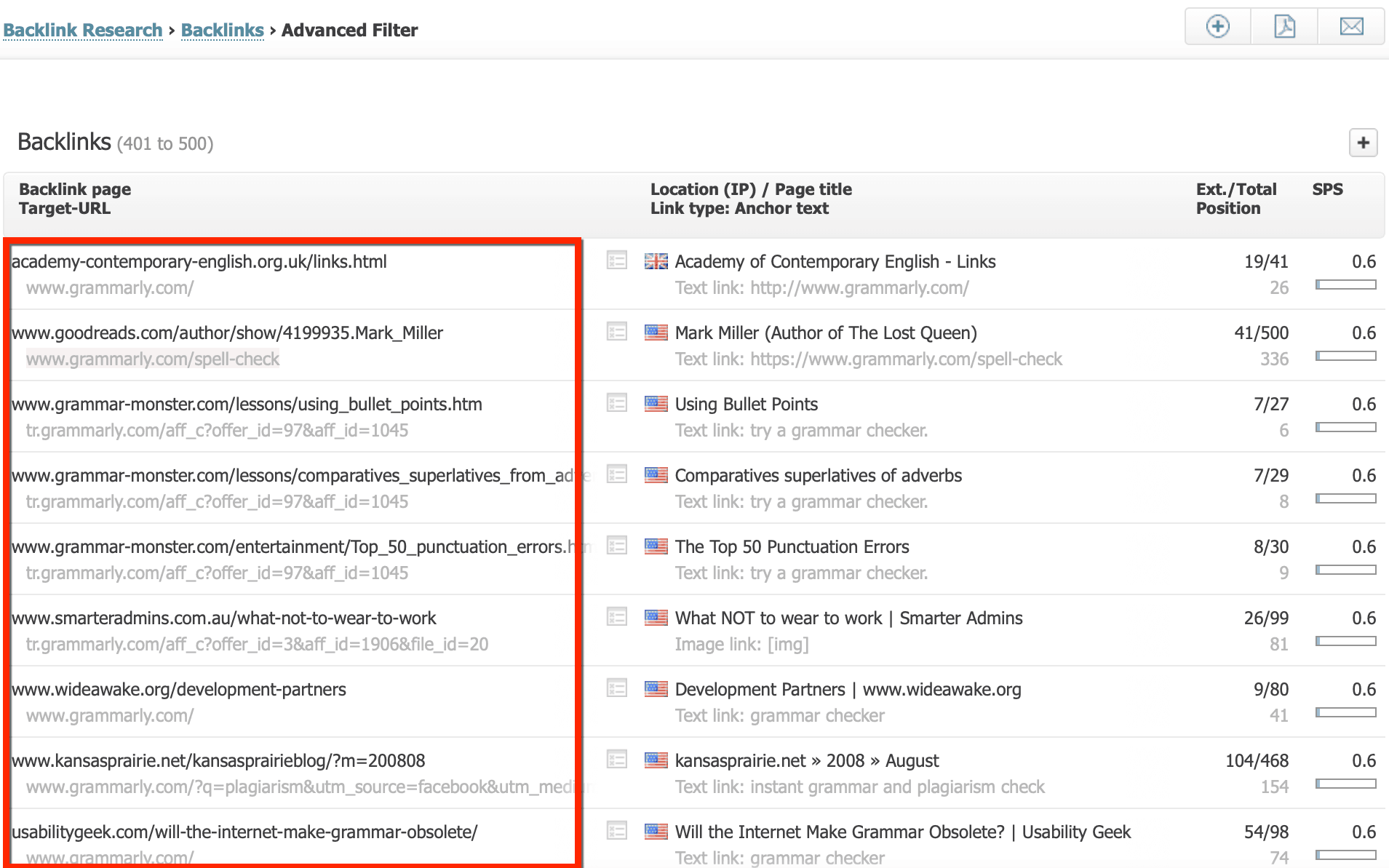 searchmetrics backlinks البحث