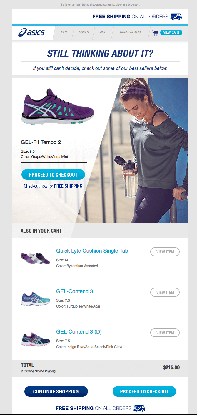 Asics – spersonalizowany e-mail uzupełniający Asics – Personalized Follow Up Email