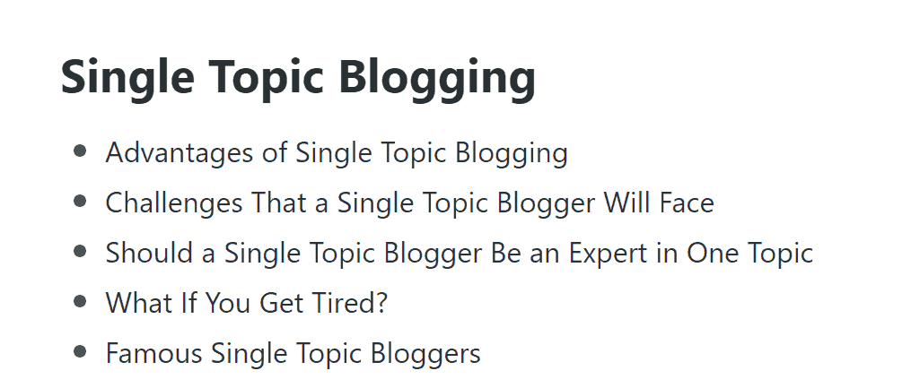 Single Topic Blogging