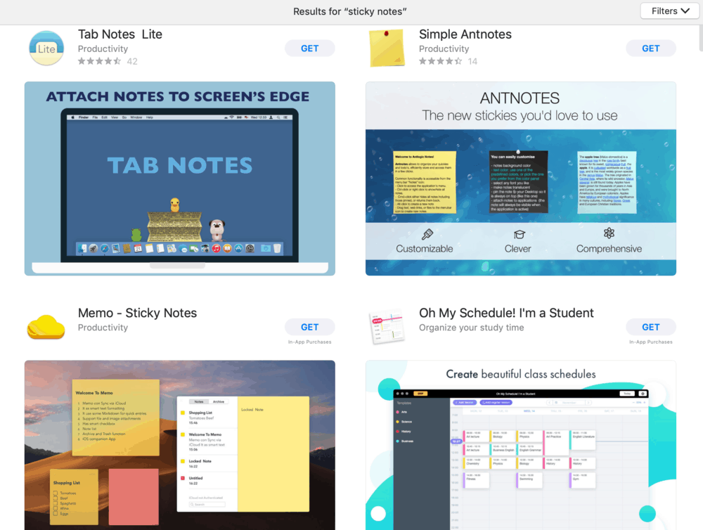 Applications Sticky Notes pour MacOS