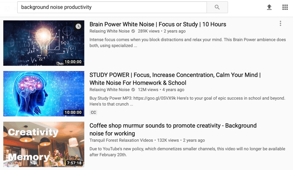 Daftar Putar White Noise di YouTube
