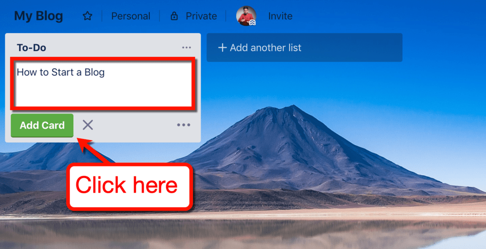 Adicionando um cartão Trello
