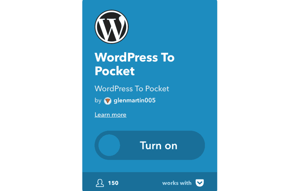 Aplicația WordPress către Pocket IFTTT