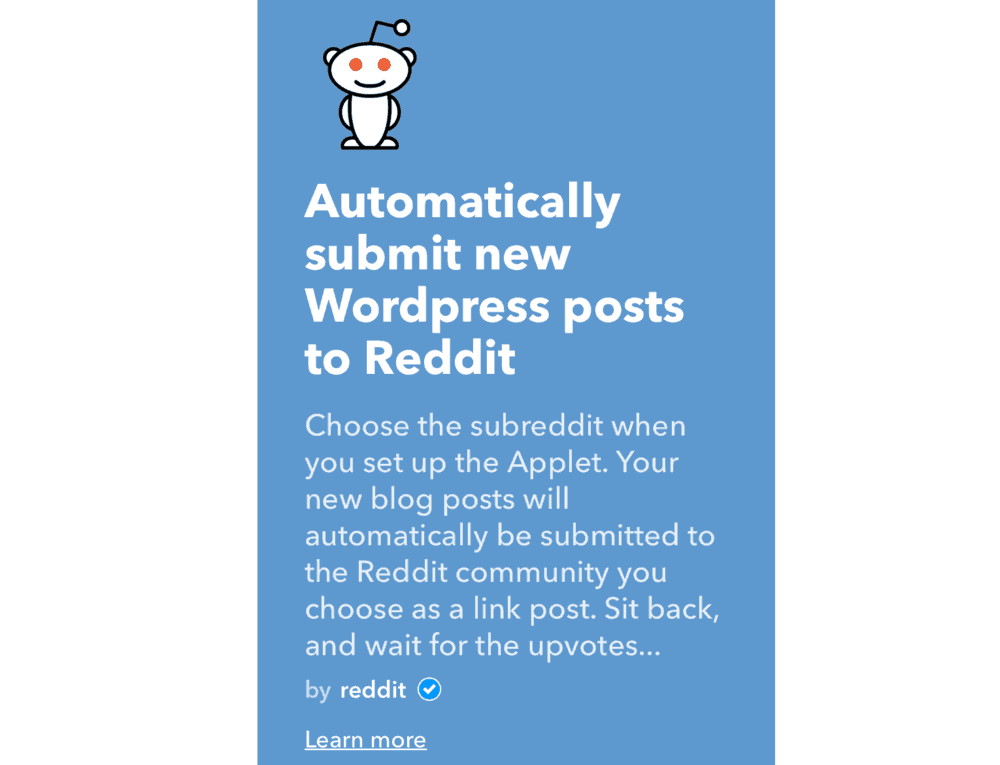 WordPress ke Reddit Applet