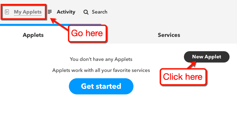 IFTTT Creați un applet nou