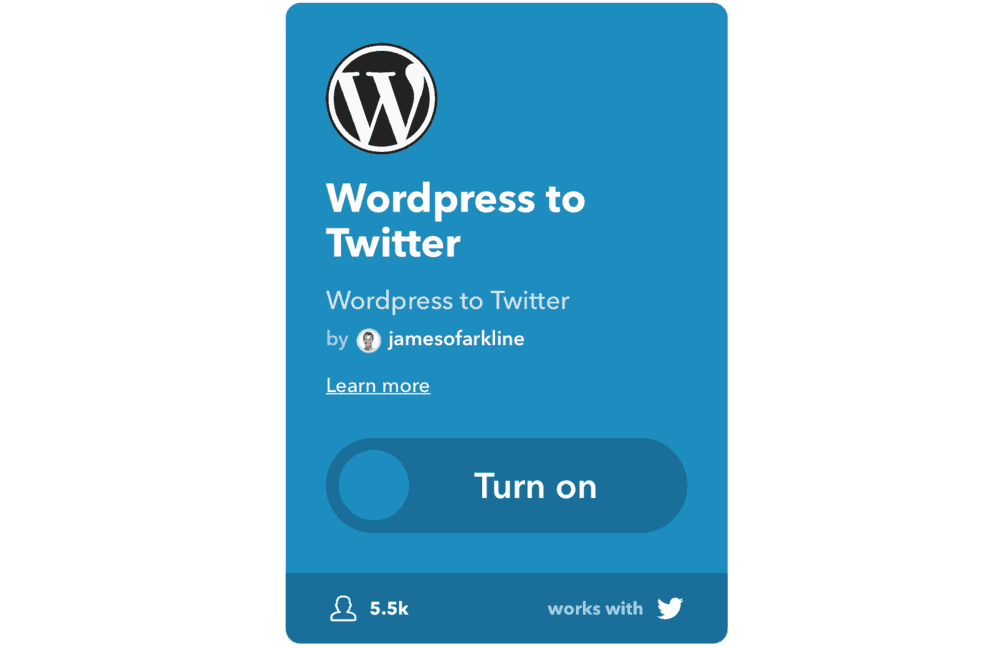 Applet WordPress vers Twitter