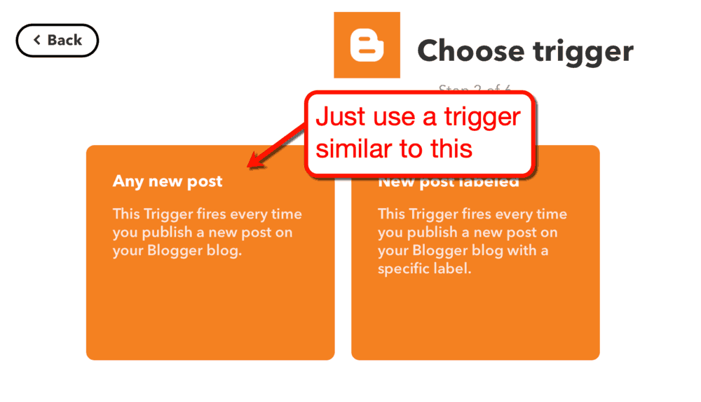 Alegerea declanșatorului pentru Blogger