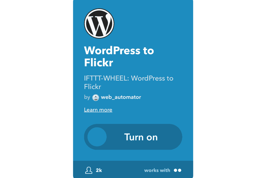 WordPress إلى تطبيق Flickr الصغير