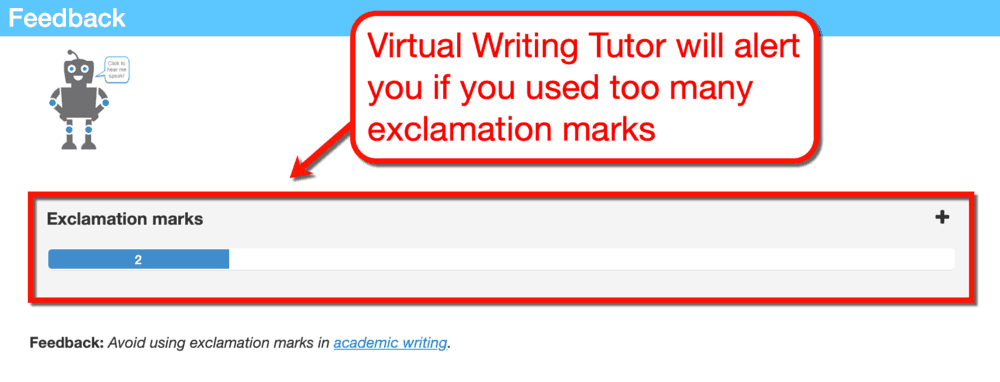 Semne de exclamare ale tutorelui de scriere virtuală