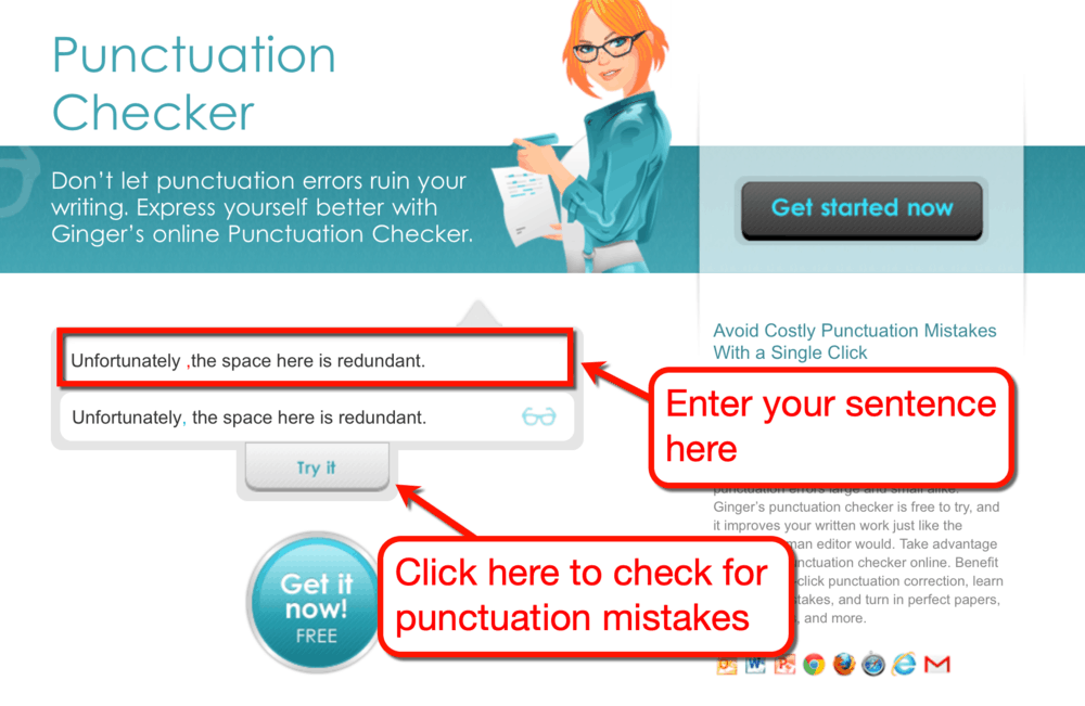 Ginger Online Punctuation Checker