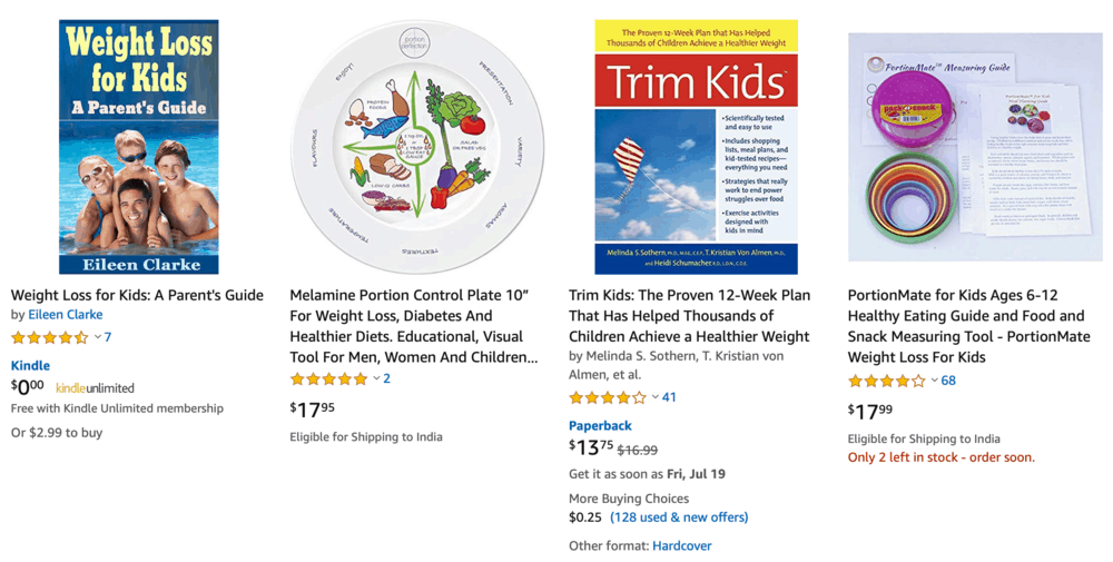 Perda de peso para livros infantis