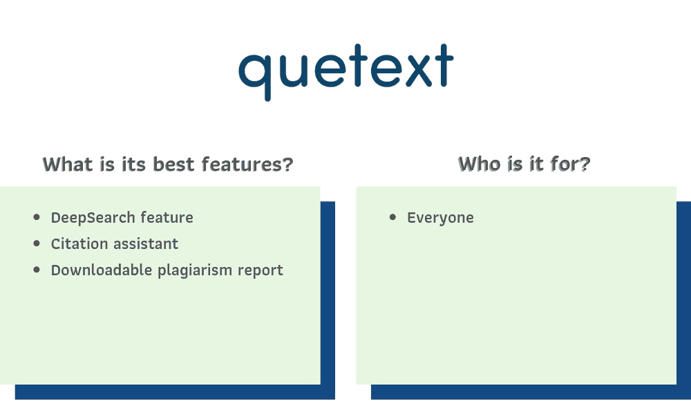 Quetextの推奨事項