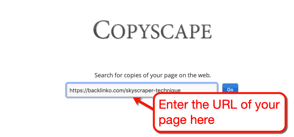 Copyscape無料のWebインターフェイス