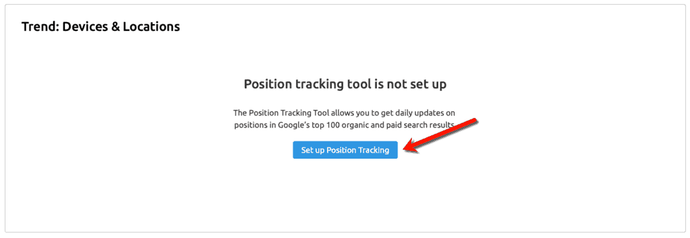 Suivi de position de configuration SEMrush