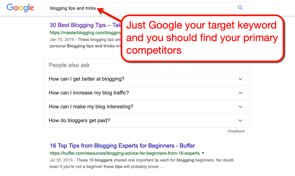 Trovare concorrenti con Google