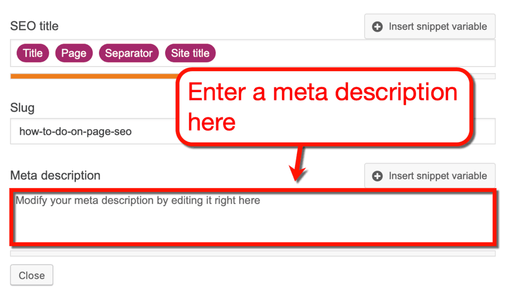 Yoast SEO Snippet Preview